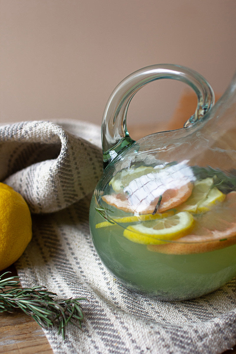 Large Modern Tilted Glass Beverage Pitcher