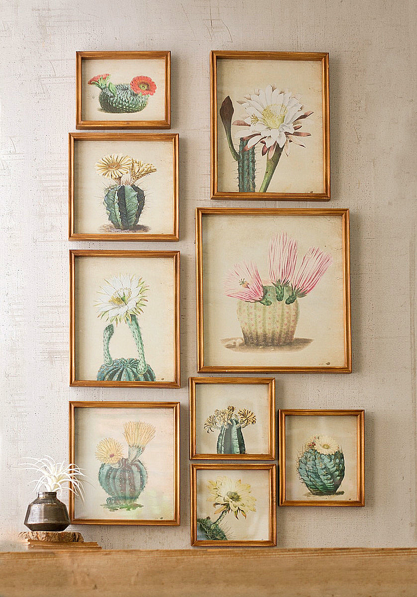 Cactus Flower Succulent Prints Framed Southwest Desert Wall Art Set