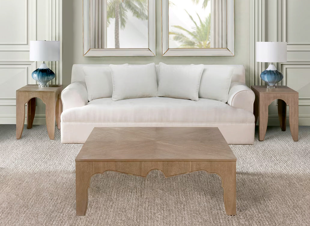 Contemporary Modern Scalloped Island Manor Coffee Table - Driftwood