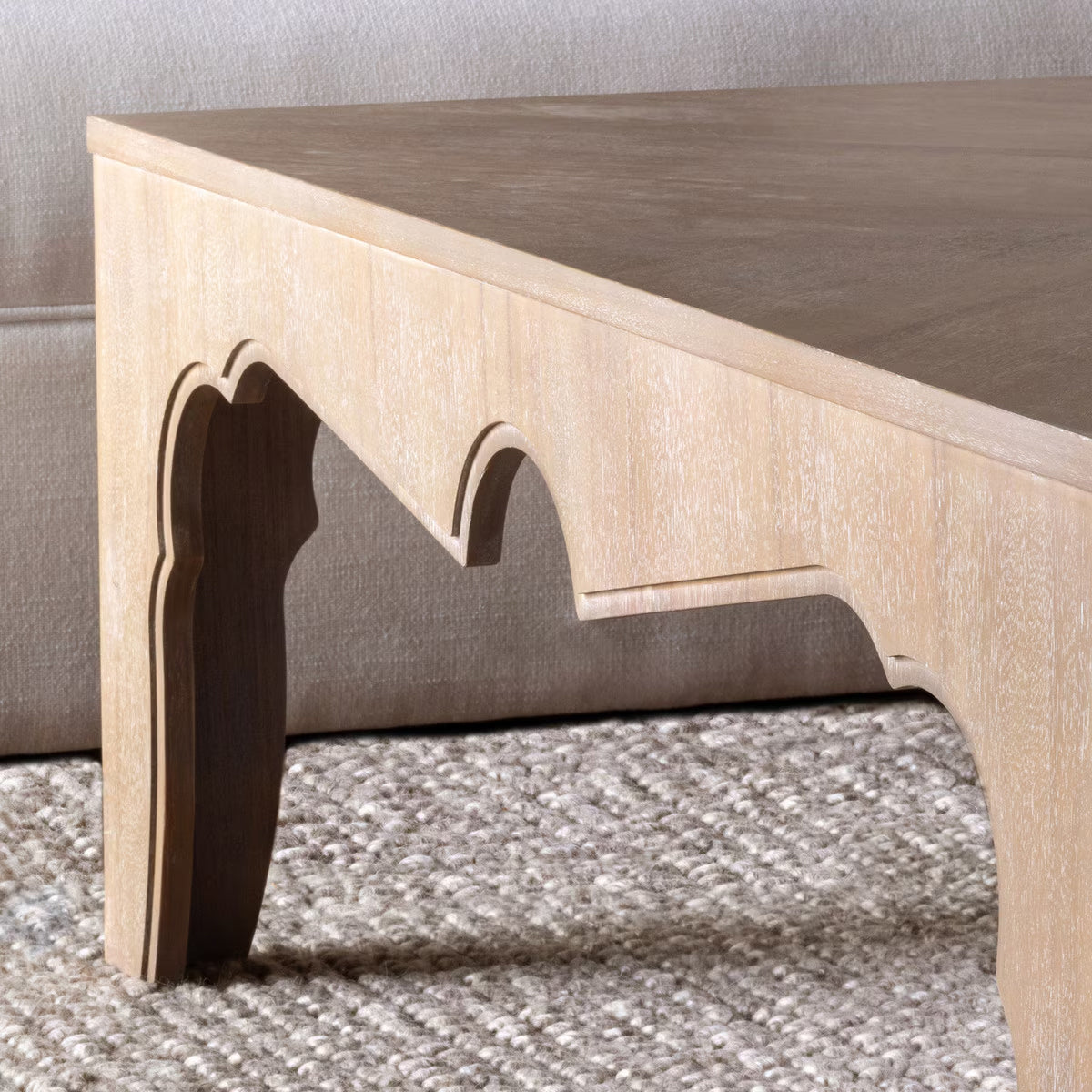 Contemporary Modern Scalloped Island Manor Coffee Table - Driftwood