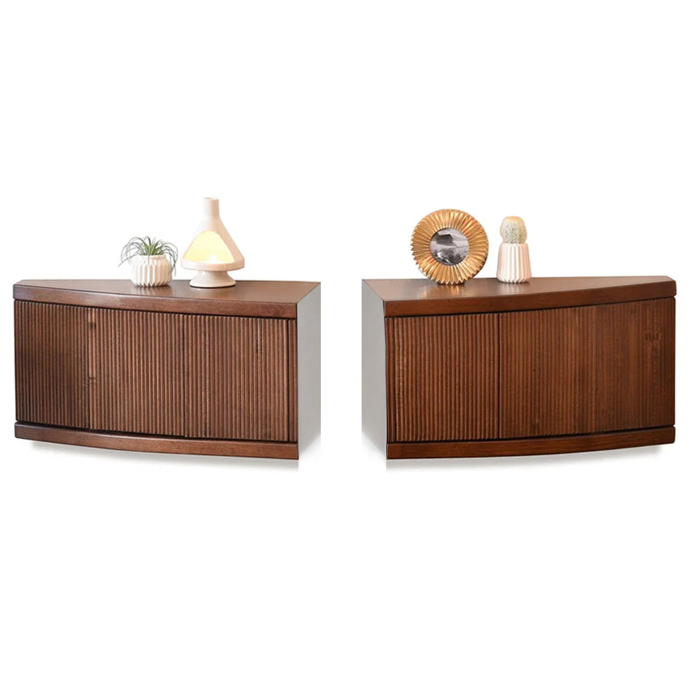 Pair of Slim Curved Floating End Tables Wall Mount Nightstands - Arc - Mocha - OB 50% OFF!