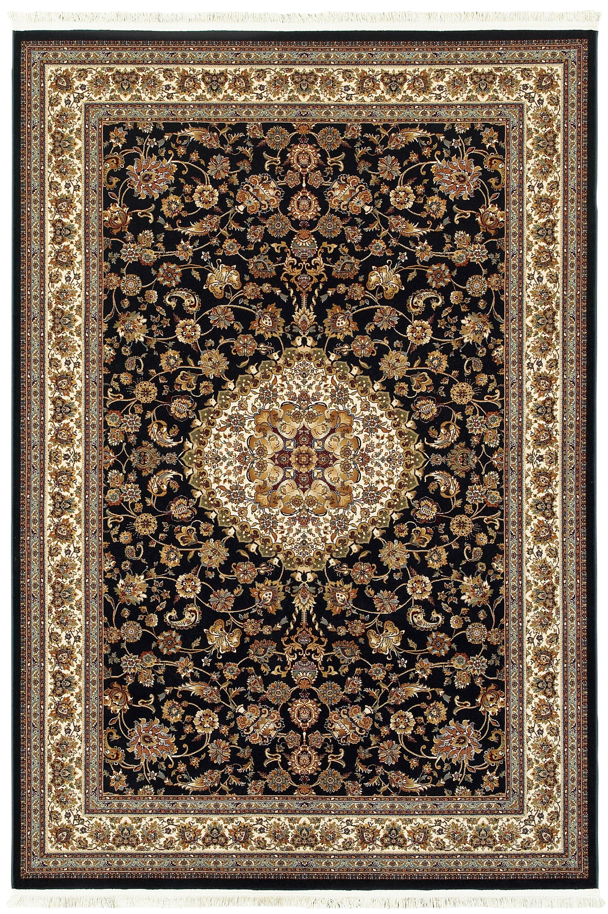 Dark Blue Ivory Traditional Vintage Persian Area Rug