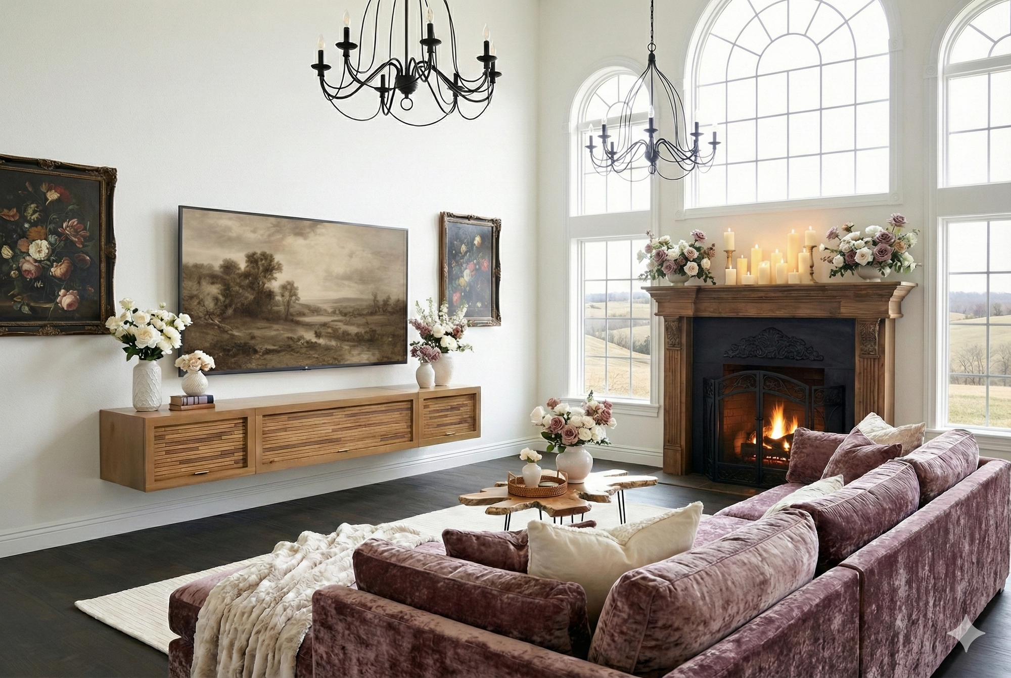 Wall Mount TV Stand Light Wood Entertainment Center - ECO GEO - Wheat