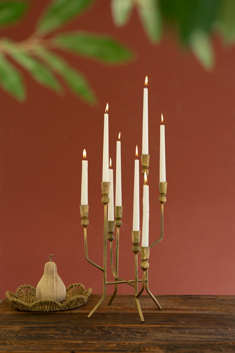 Eight Taper Candelabra - Antique Brass