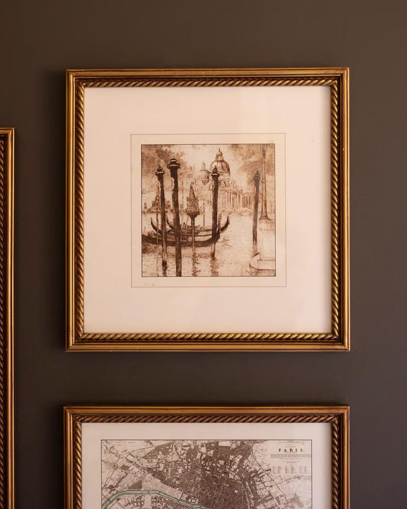 European Map Travel Gallery Wall Art Set With Gold Frames
