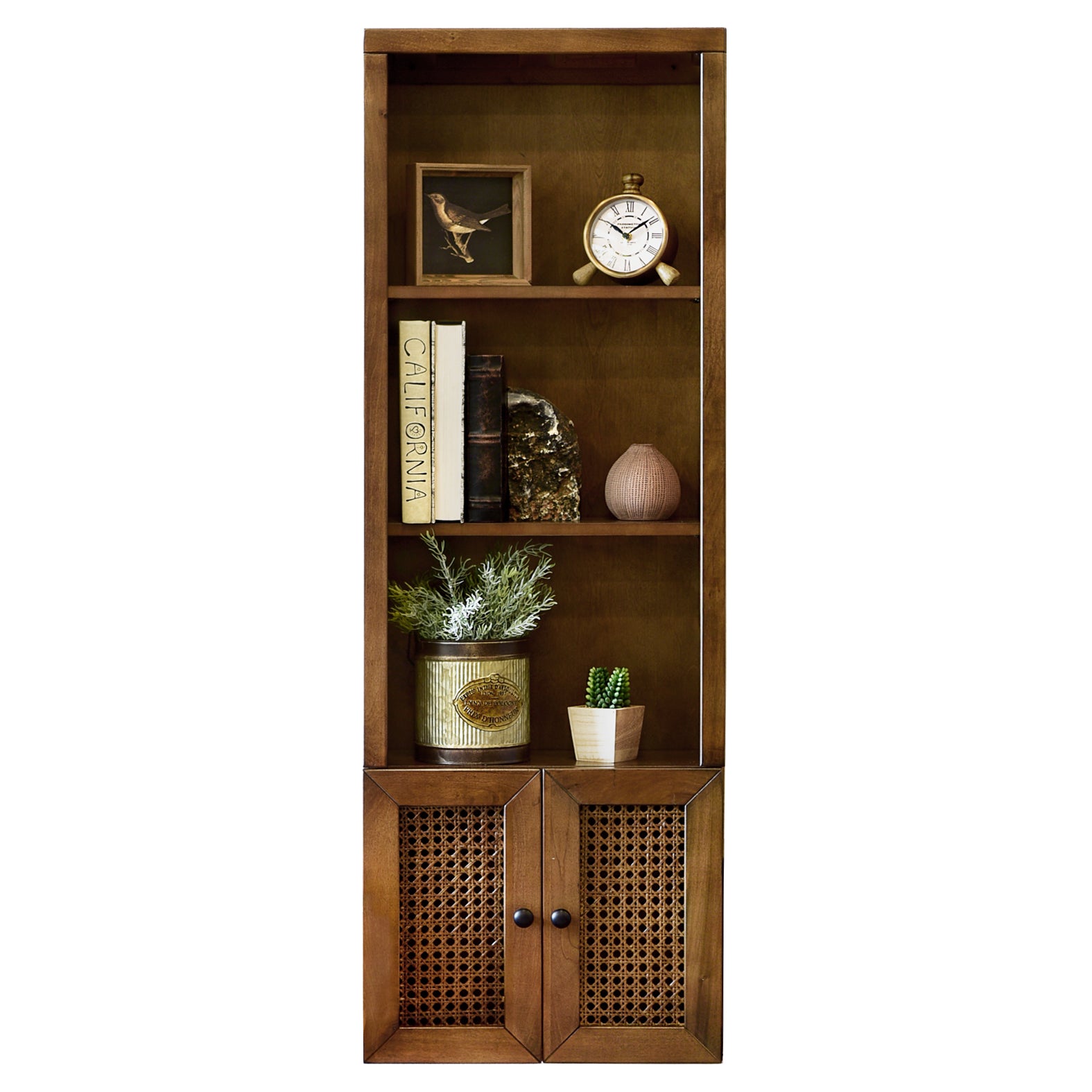 Floating Bookshelf Wall Mount Boho Cane Storage Bookcase Shelf - Sugar Cane - Spice