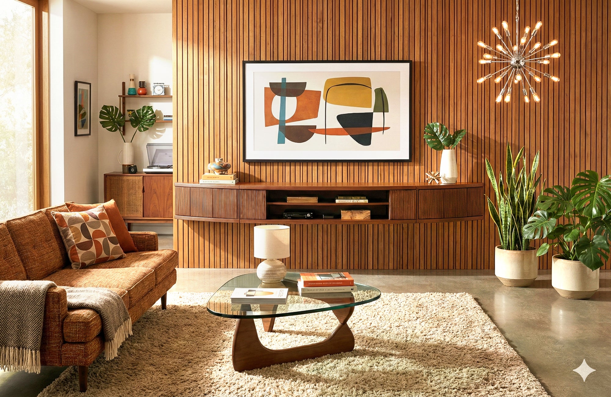 Floating TV Stand Curved Wall Mount Entertainment Center - Arc - Mocha