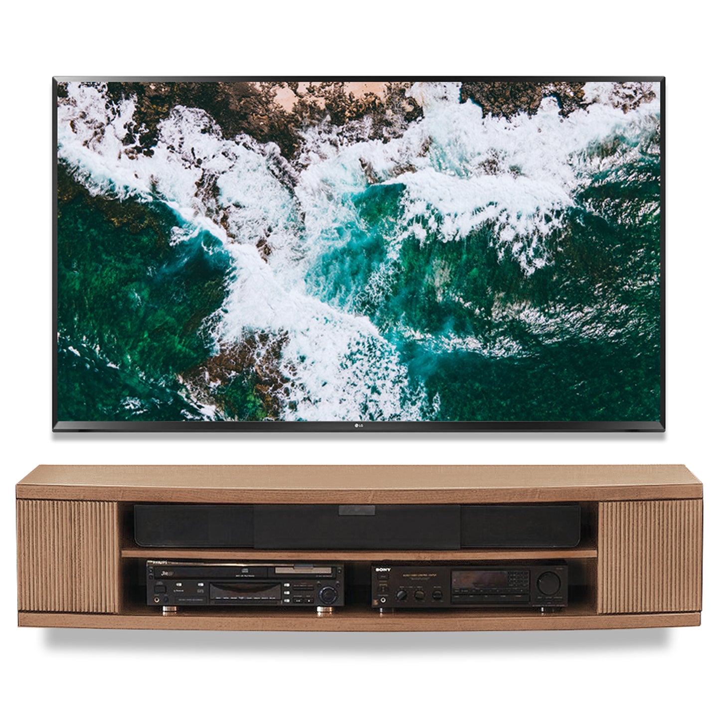 Curved Floating TV Stand Wall Mount Console - Curve - Ginger