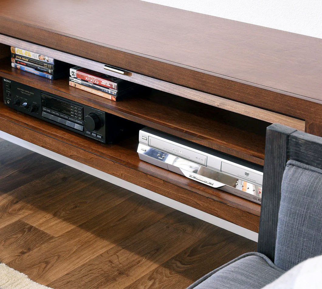 Handmade Floating TV Stand Modern Wall Mount Media Console - ECO GEO - Mocha