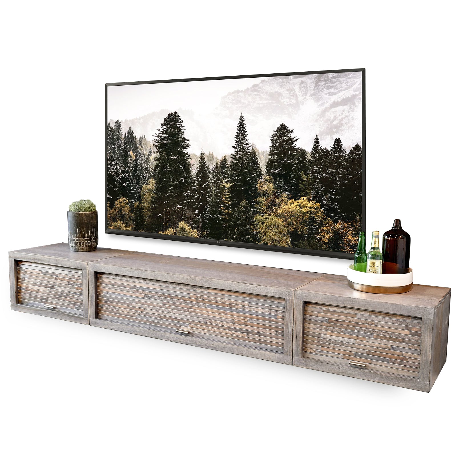 Gray Floating TV Stand Entertainment Center - ECO GEO Lakewood