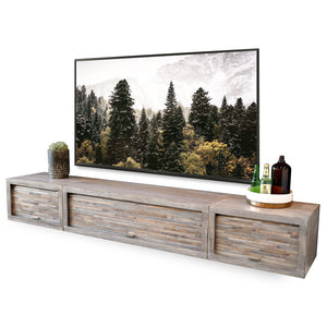 Gray Floating TV Stand Wall Mount Entertainment Center Console - Arc - -  Woodwaves