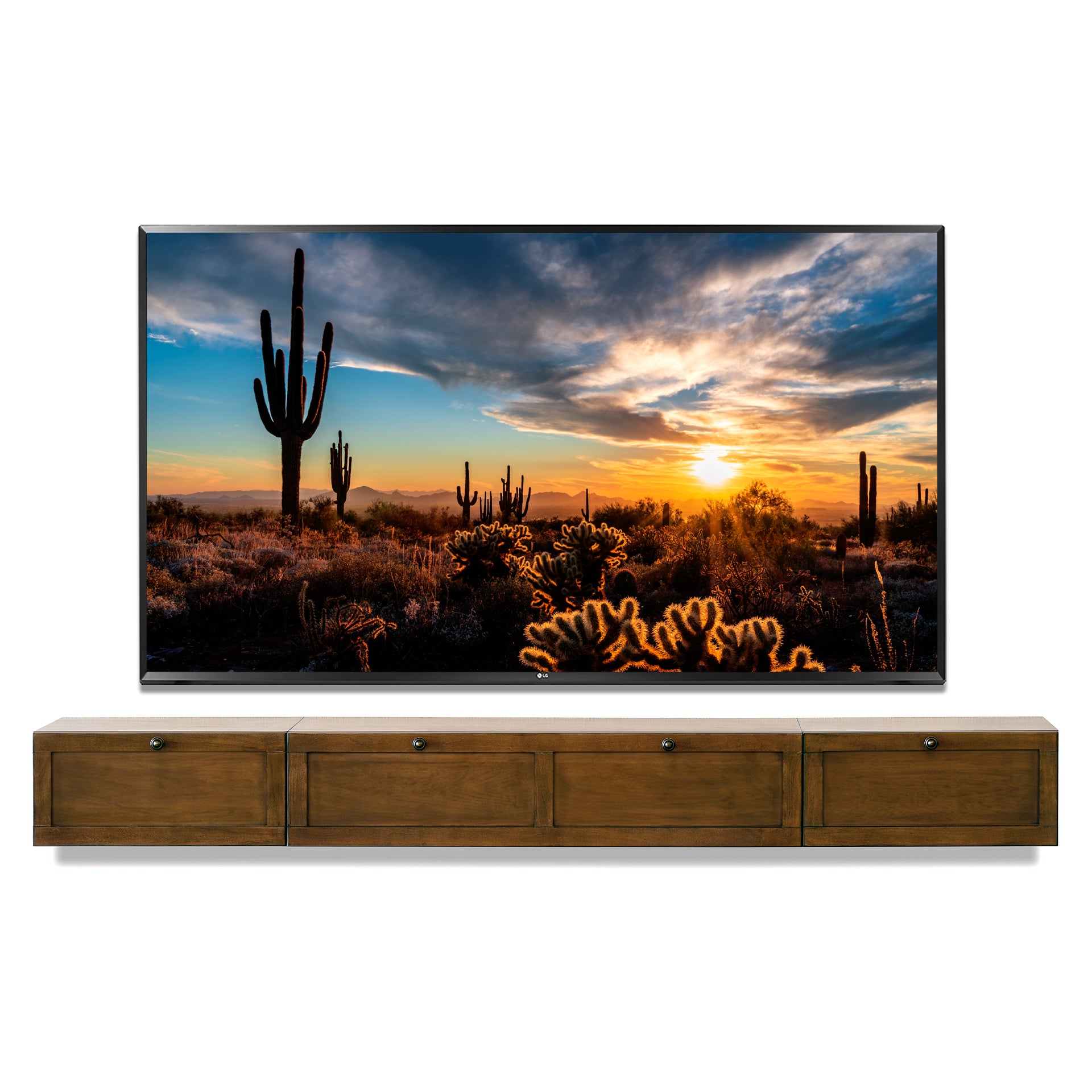 Floating TV Stand Wall Mount Entertainment Center - Shaker - Spice