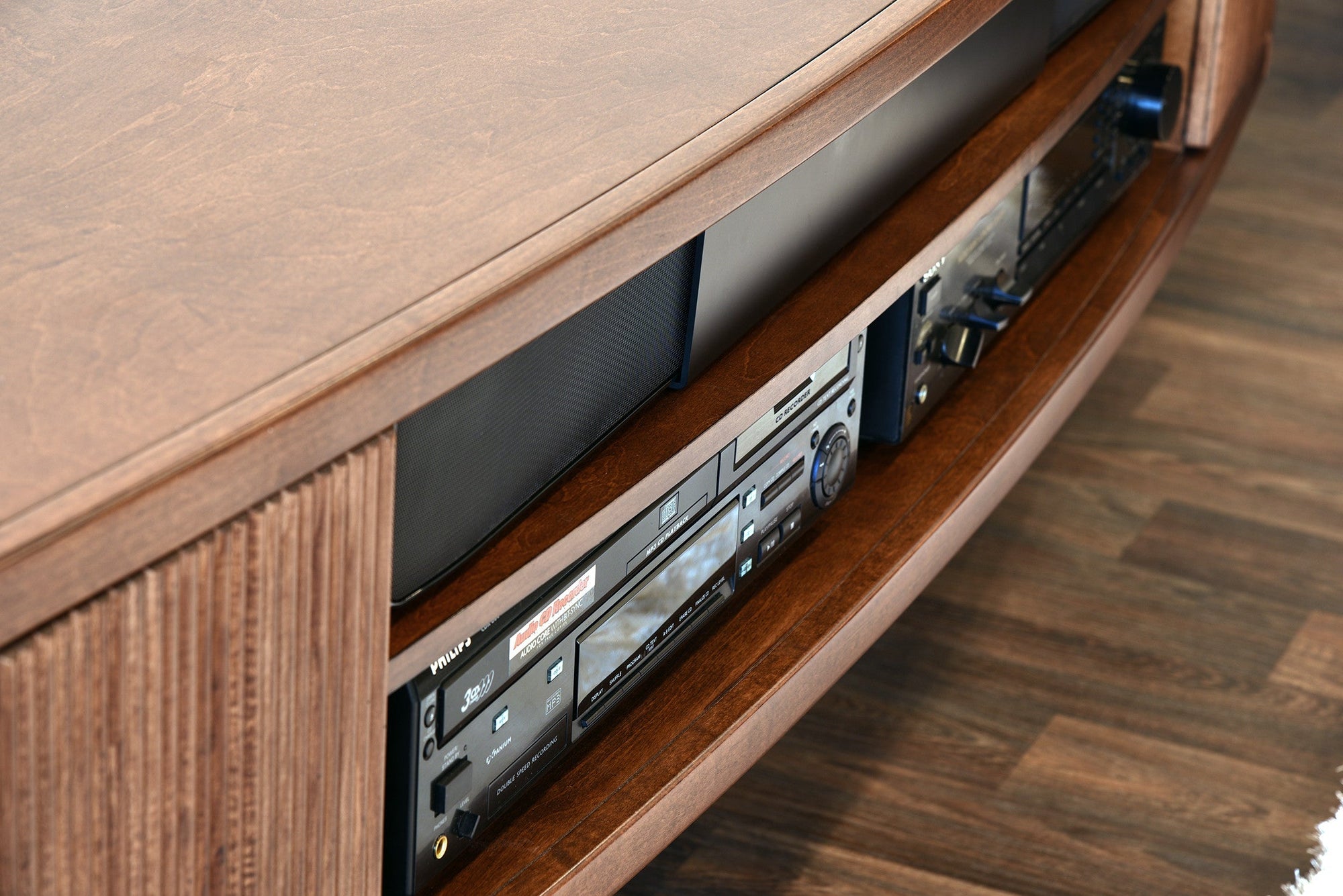 Floating TV Stand Mid Century Modern Entertainment Center - Arc - Mocha - OB 50% OFF!