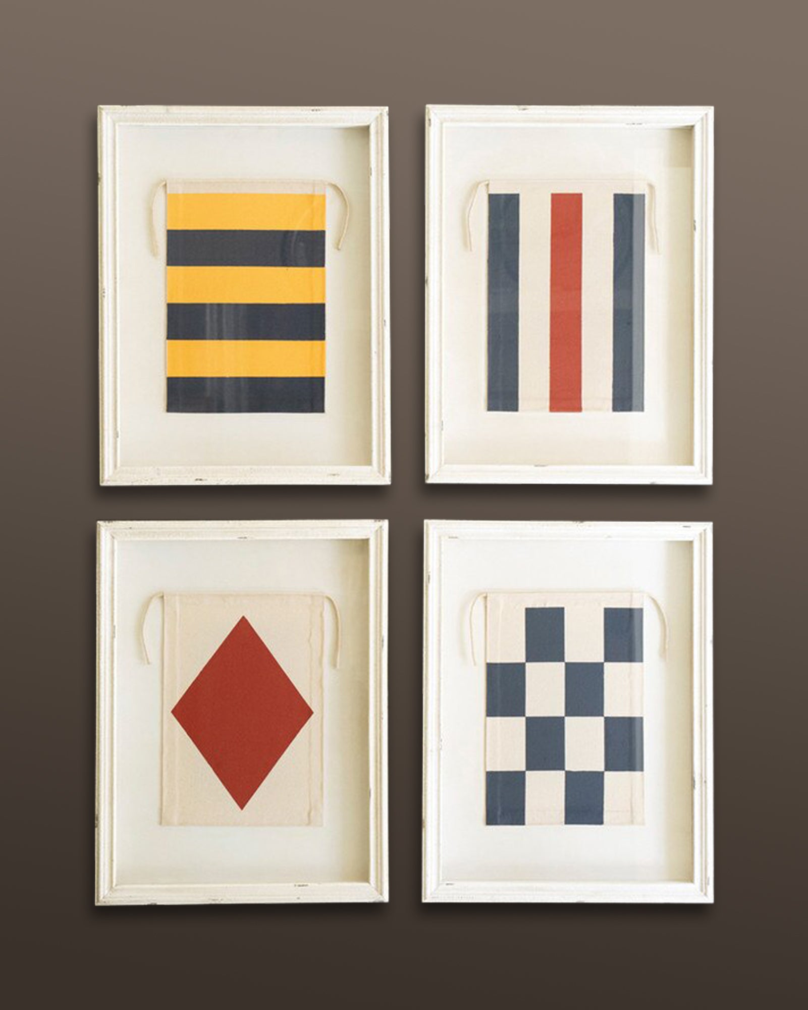 Framed Nautical Flag Coastal Gallery Wall Art Set