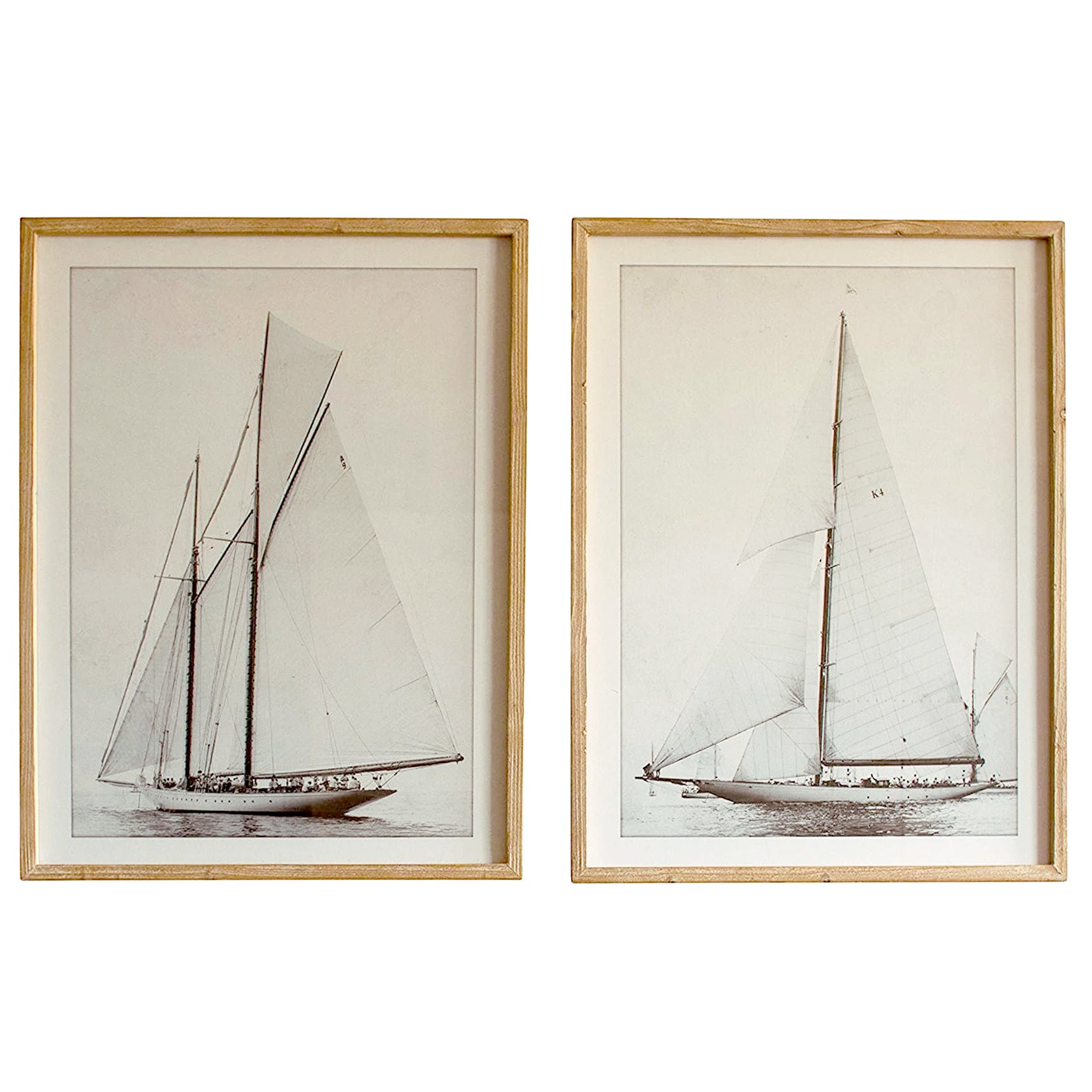 Framed Sailboat Prints Coastal Wall Art - Set of 2