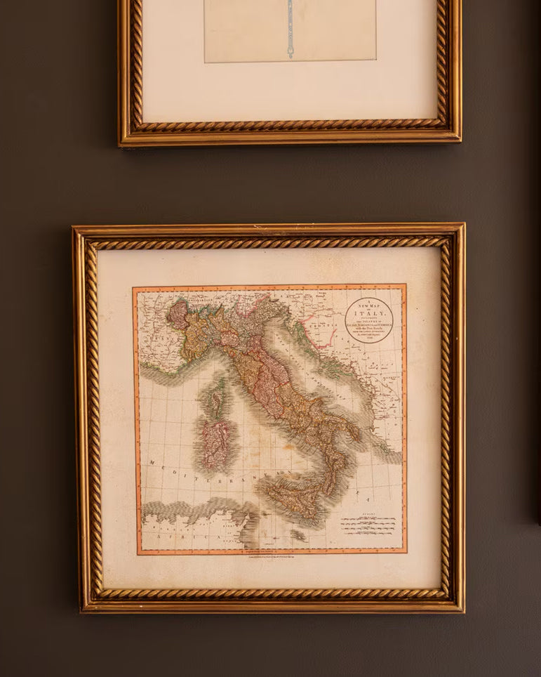 European Map Travel Gallery Wall Art Set With Gold Frames