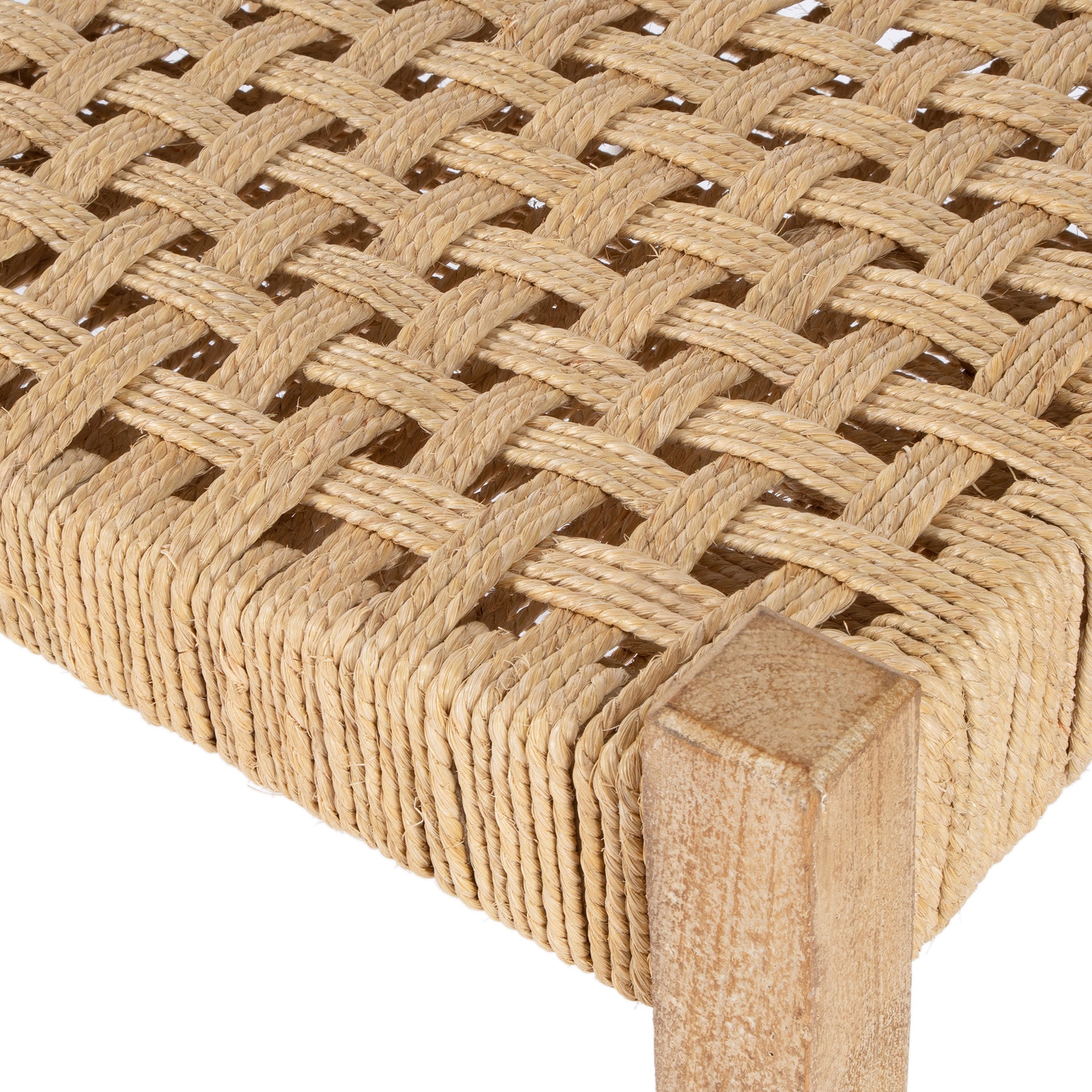 Light Natural Wood & Jute Coastal Stool