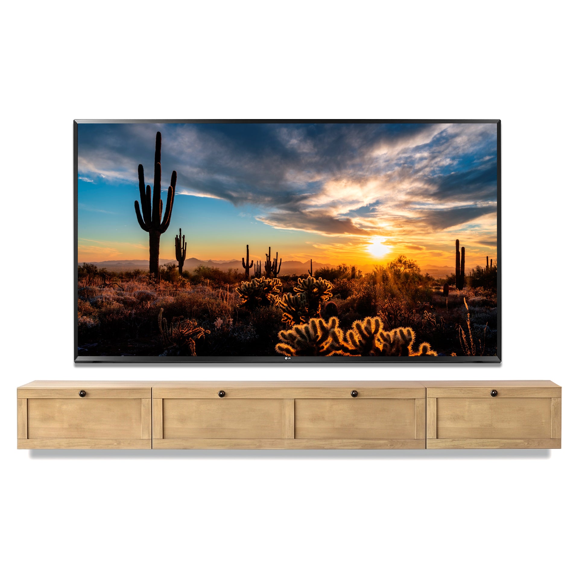 Floating TV Stand Wall Mount Entertainment Center - Shaker - Ginger