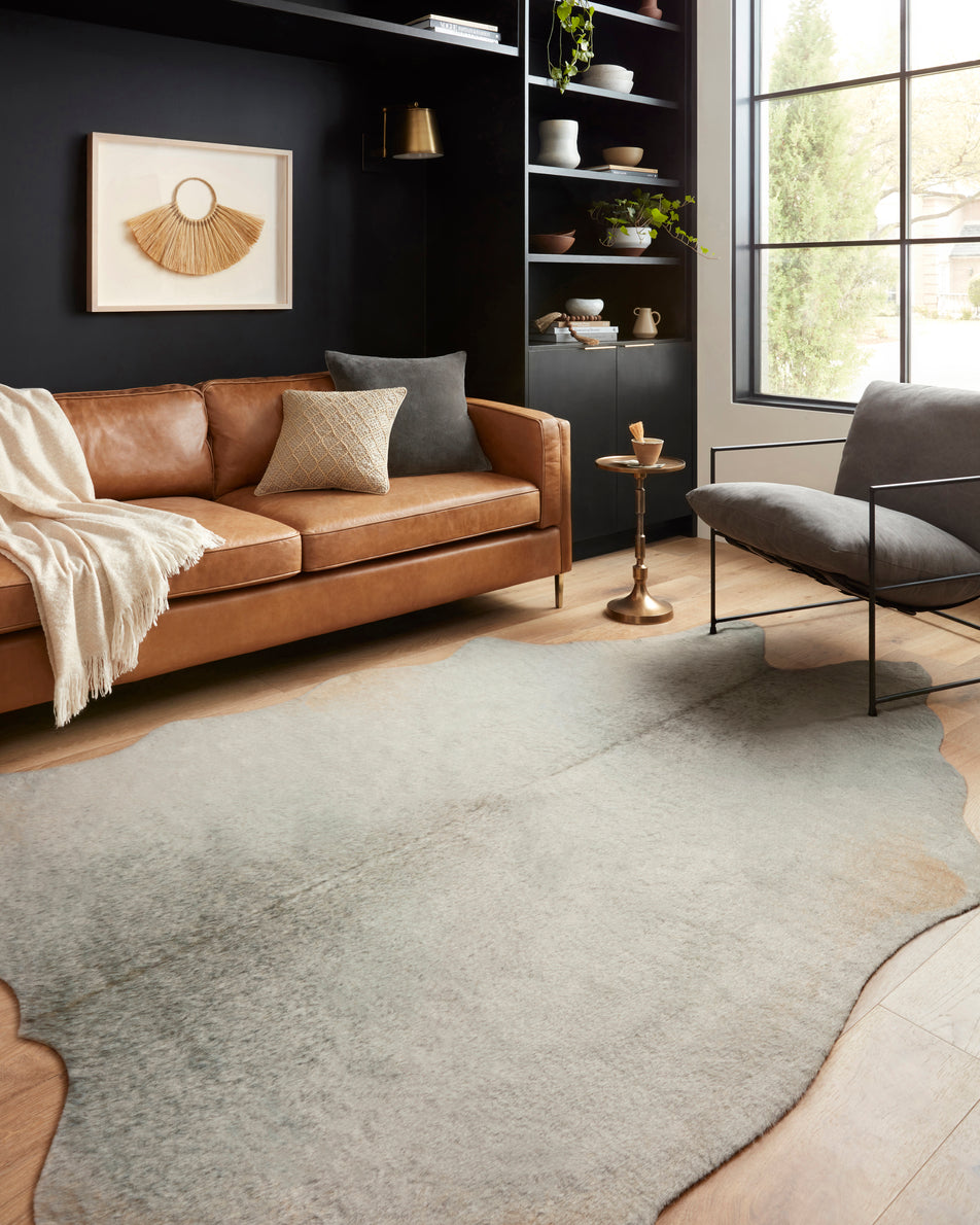 Light Gray and Tan Cowhide Rug