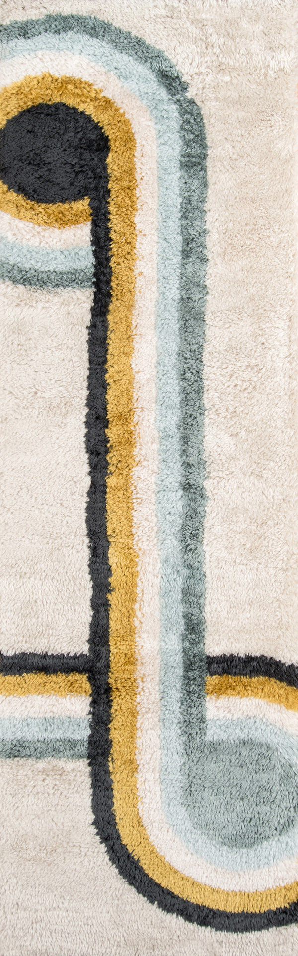 Mid Century Modern Blue Yellow Curved Stripe Shag Rug - Novogratz Retr ...