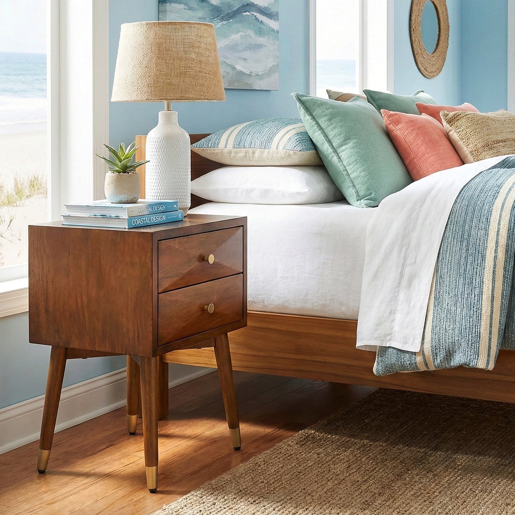 Mid Century Retro Nightstand With Tapered Wood Legs