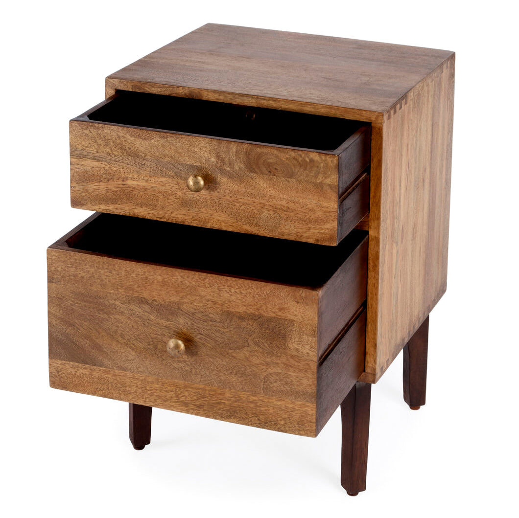 Mid Century Modern Two Drawer Nightstand End Table