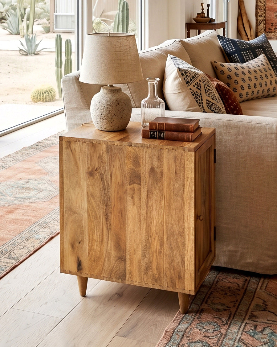 Mid Century Modern End Table With Storage