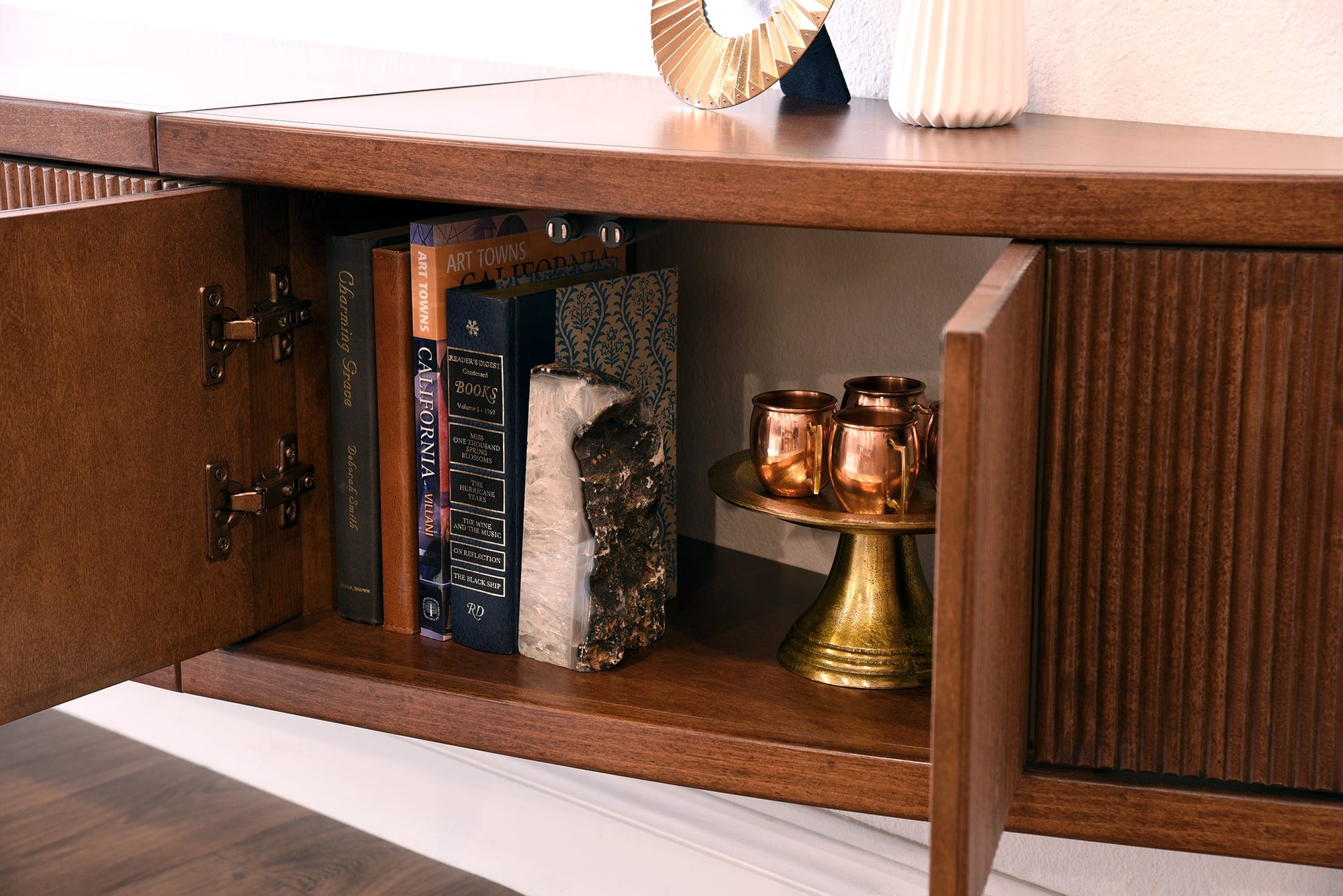 Floating TV Stand Mid Century Modern Entertainment Center - Arc - Mocha - OB 50% OFF!