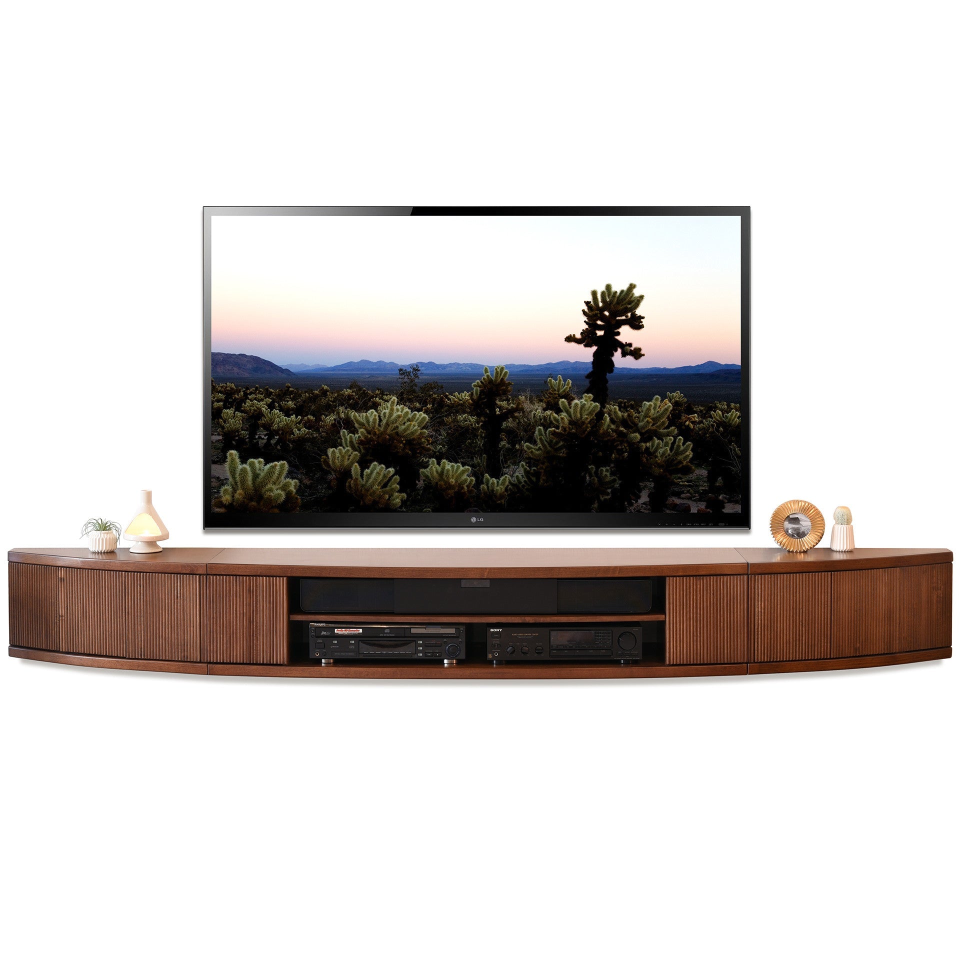 Floating TV Stand Mid Century Modern Entertainment Center - Arc - Mocha - OB 50% OFF!