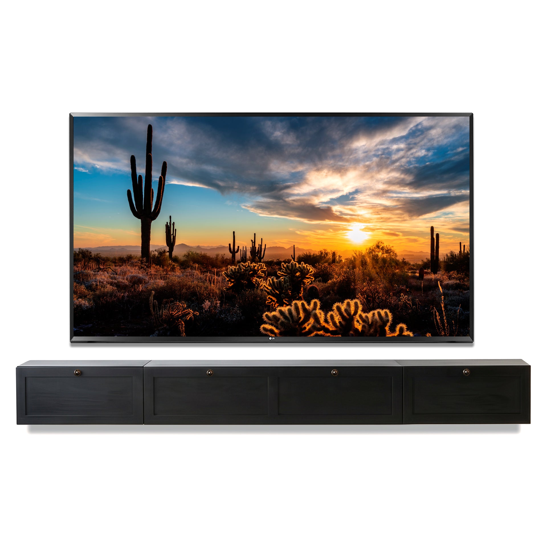 Floating TV Stand Wall Mount Entertainment Center - Shaker - Black