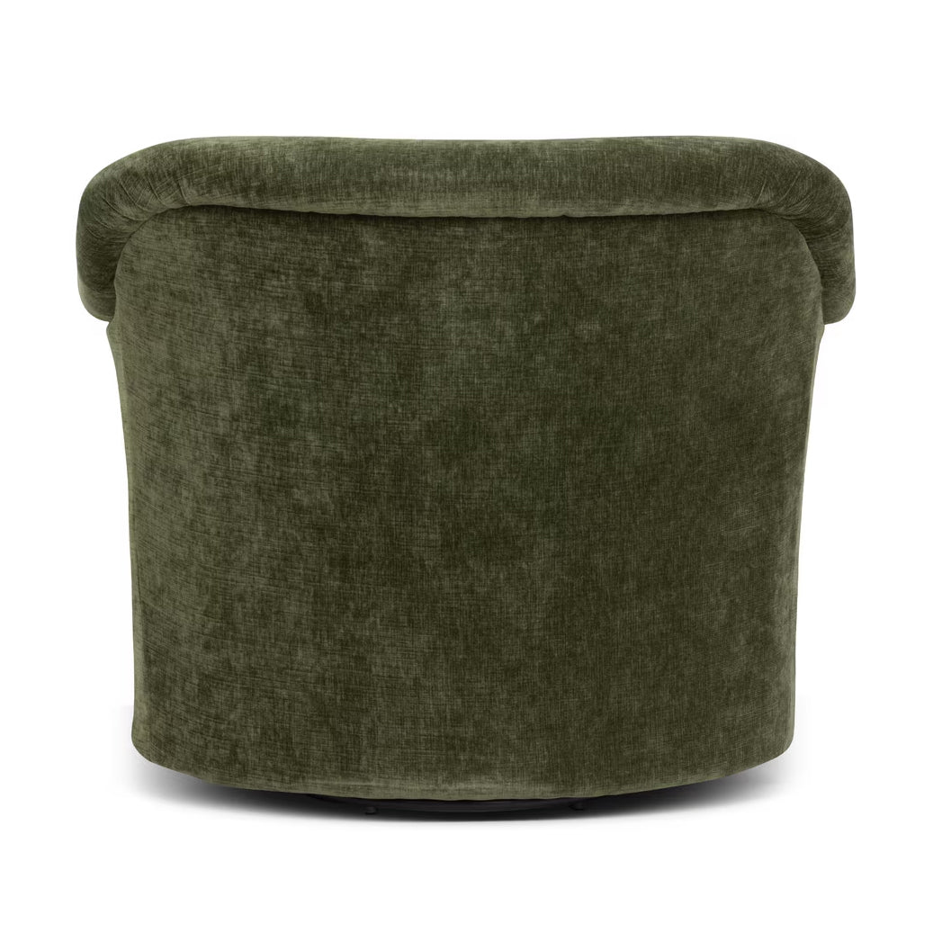 Moss Green Swivel Barrel Back Modern Upholstered Club Lounge Chair
