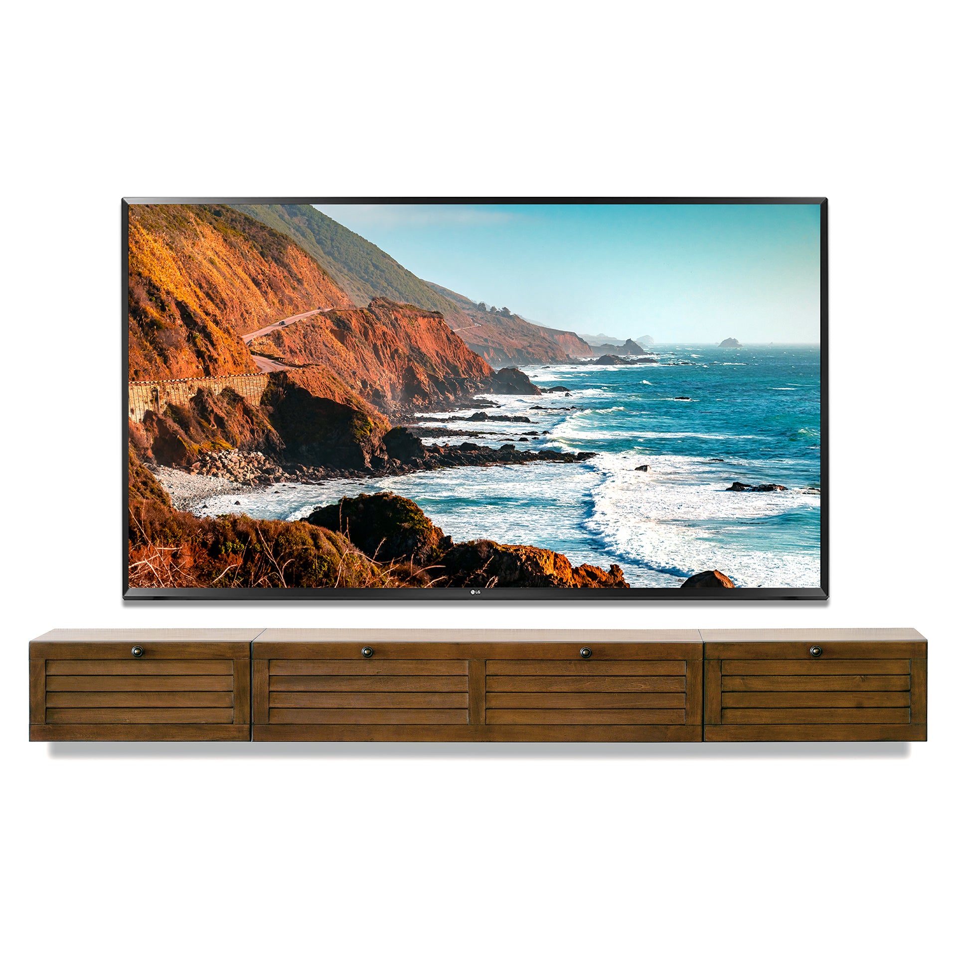Modern Floating TV Stand Wall Mount Console - Treasure Bay - Spice