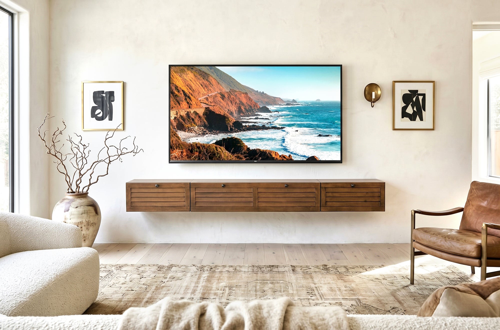Modern Floating TV Stand Wall Mount Console - Treasure Bay - Spice