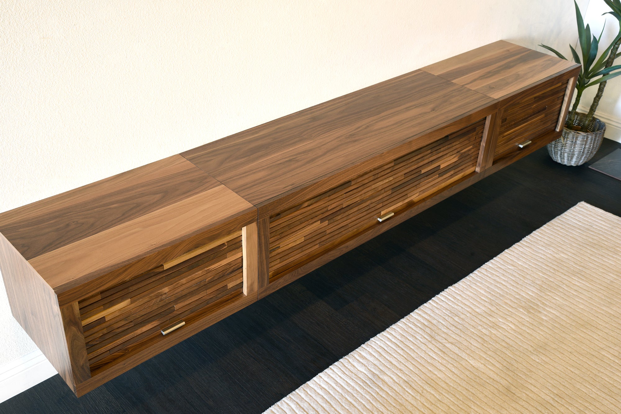 Walnut Floating TV Stand Wall Mount TV Entertainment Center Media Console - ECO GEO - Walnut