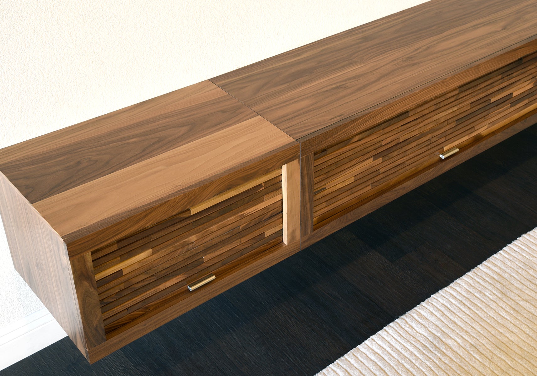 Walnut Floating TV Stand Wall Mount Media Console - ECO GEO - Walnut
