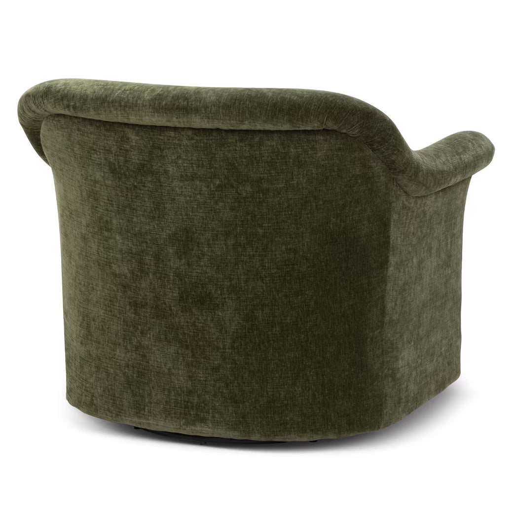 Moss Green Swivel Barrel Back Modern Upholstered Club Lounge Chair