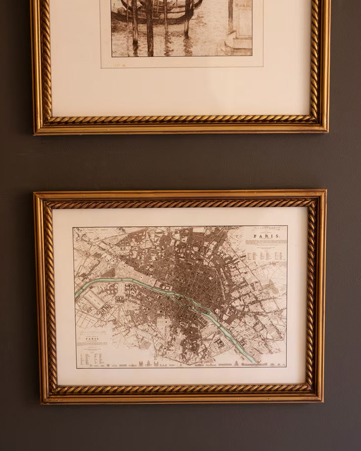 European Map Travel Gallery Wall Art Set With Gold Frames