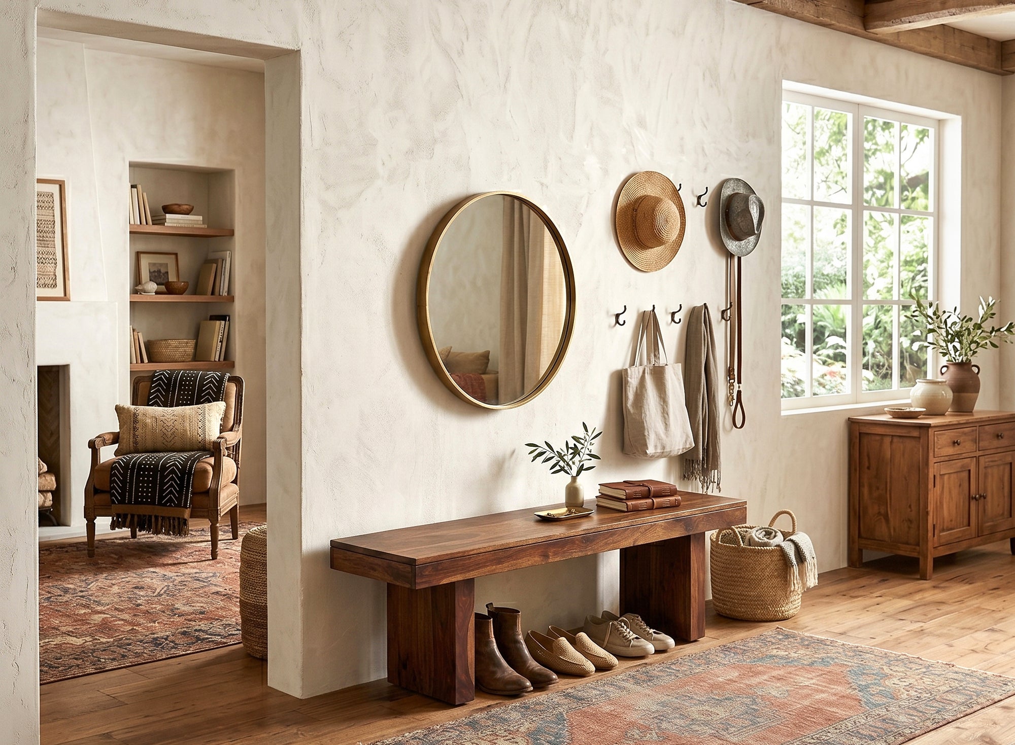 Modern Wood Entry Bench
