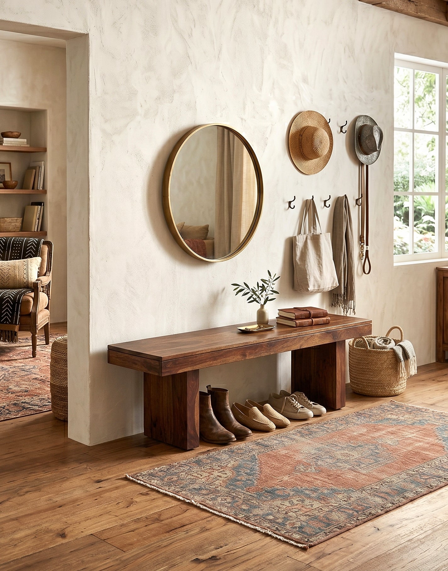 Modern Wood Entry Bench