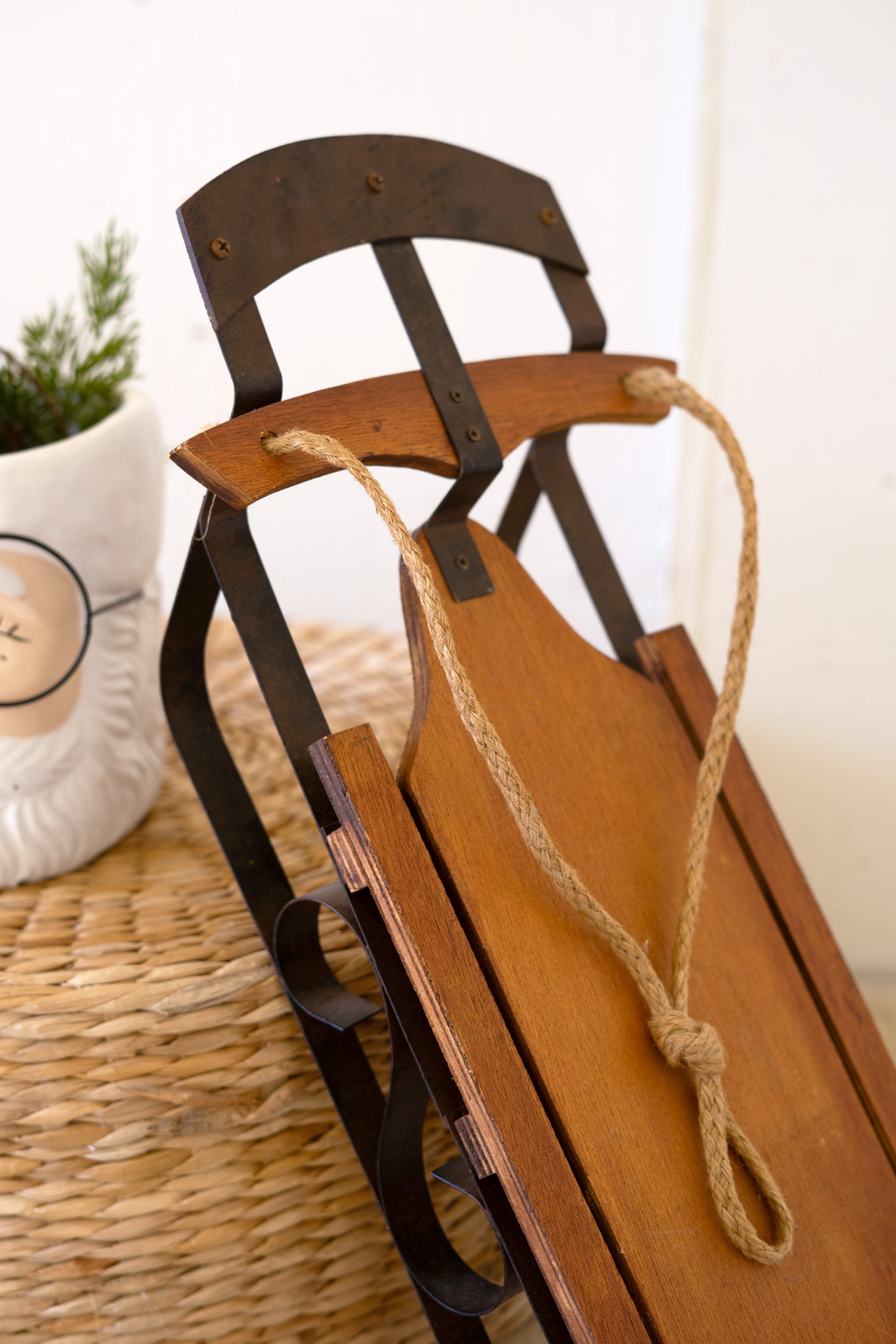 Rustic Wood & Metal Sled Christmas Decor