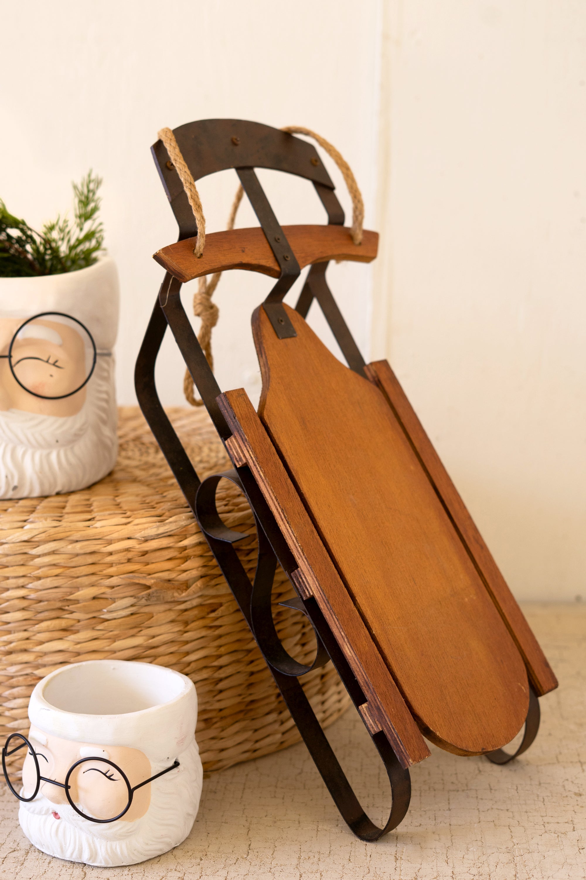 Rustic Wood & Metal Sled Christmas Decor