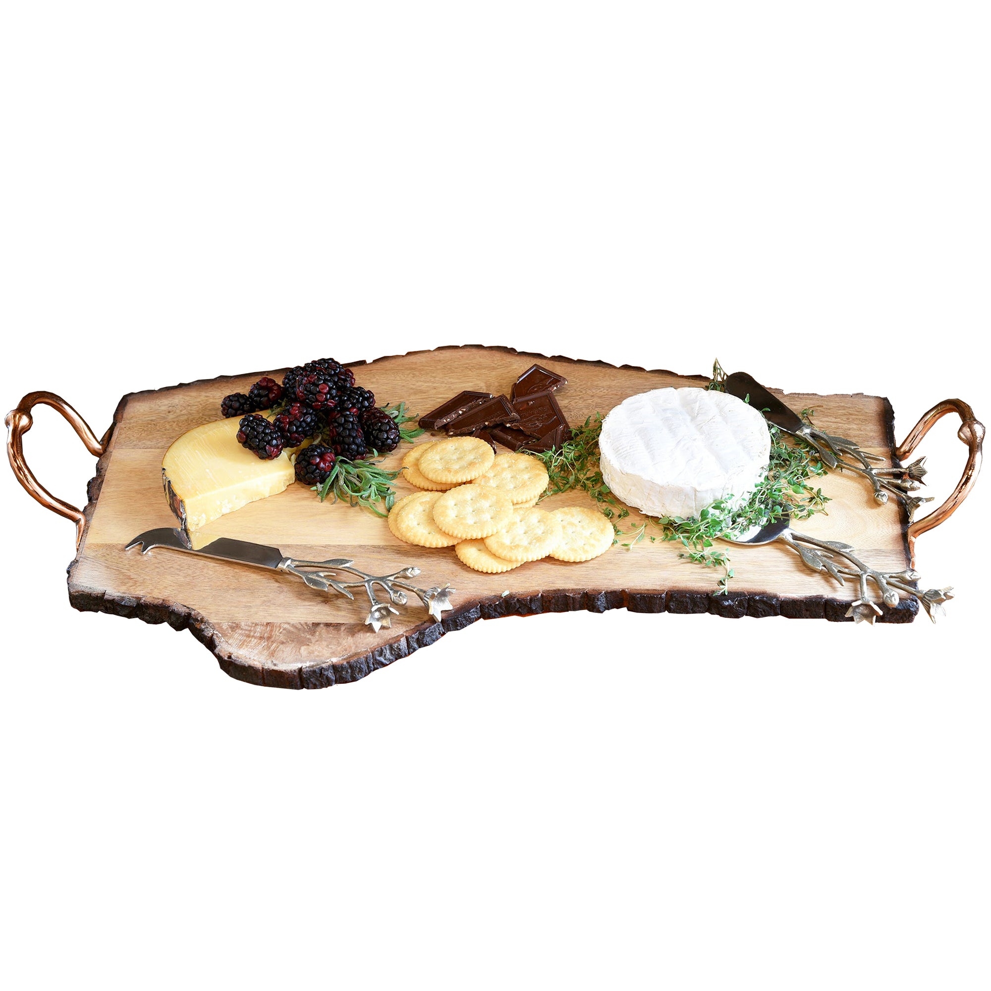Rustic Wood Bark Edge Cheese and Charcuterie Serving Board