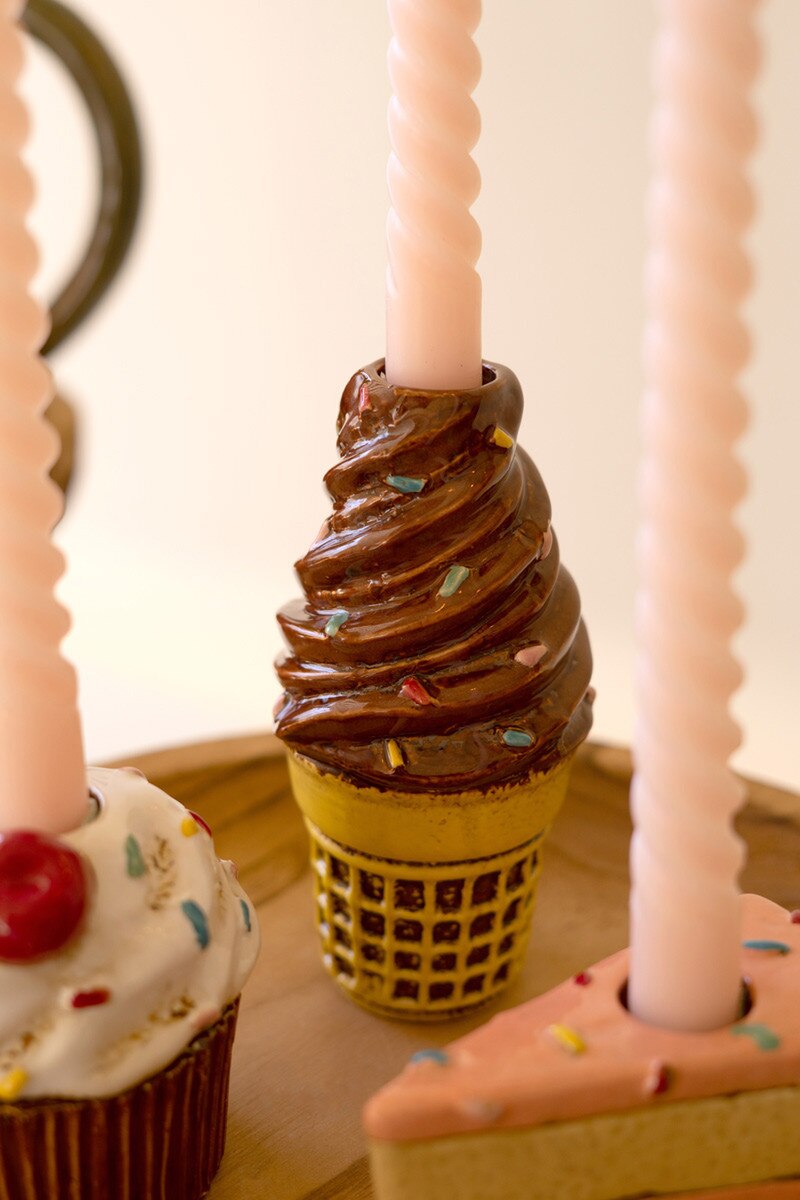 Set Of Three Dessert Ceramic Taper Holders