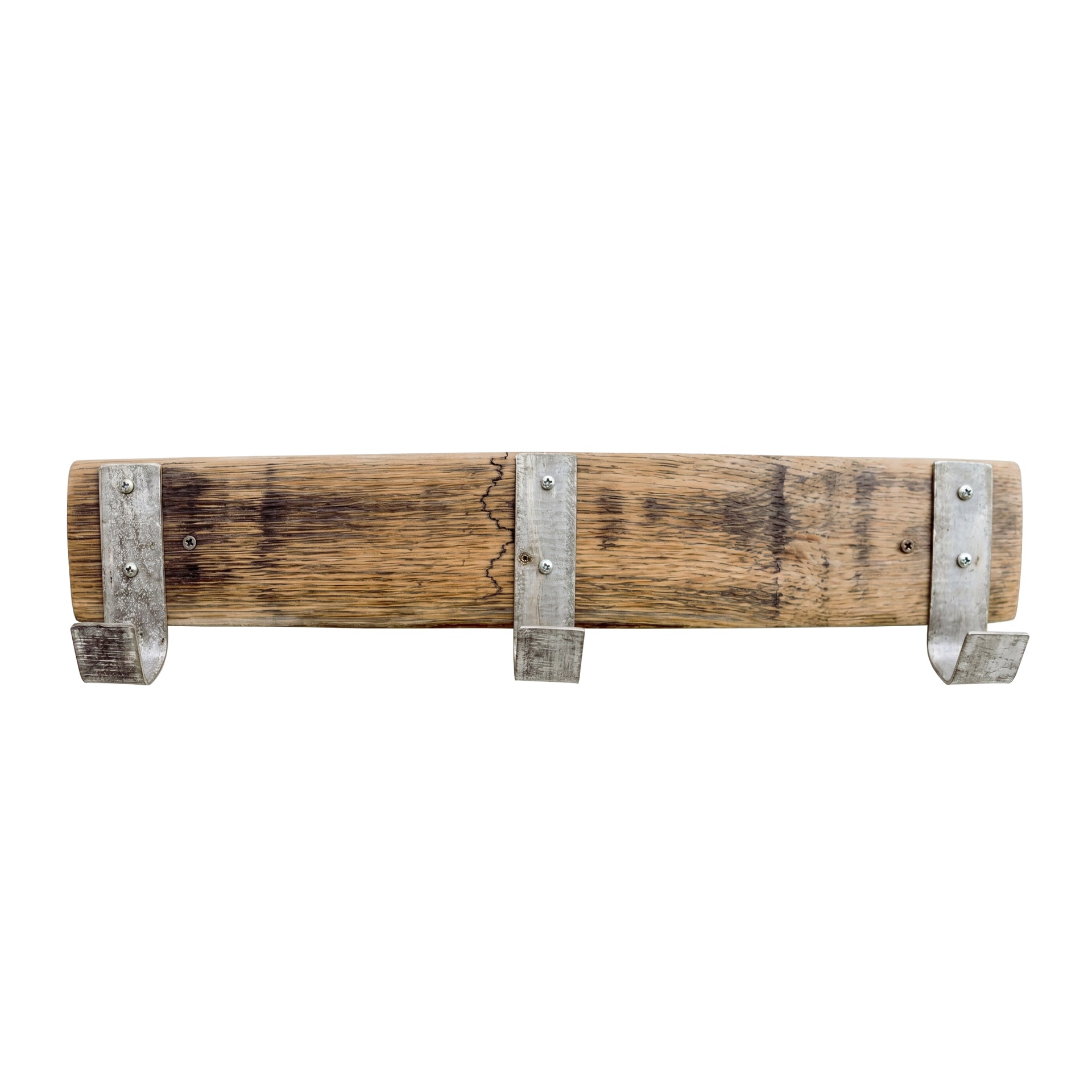 Small Rustic Wall Mount Coat Rack Hooks On Reclaimed Wood Barrel Stave