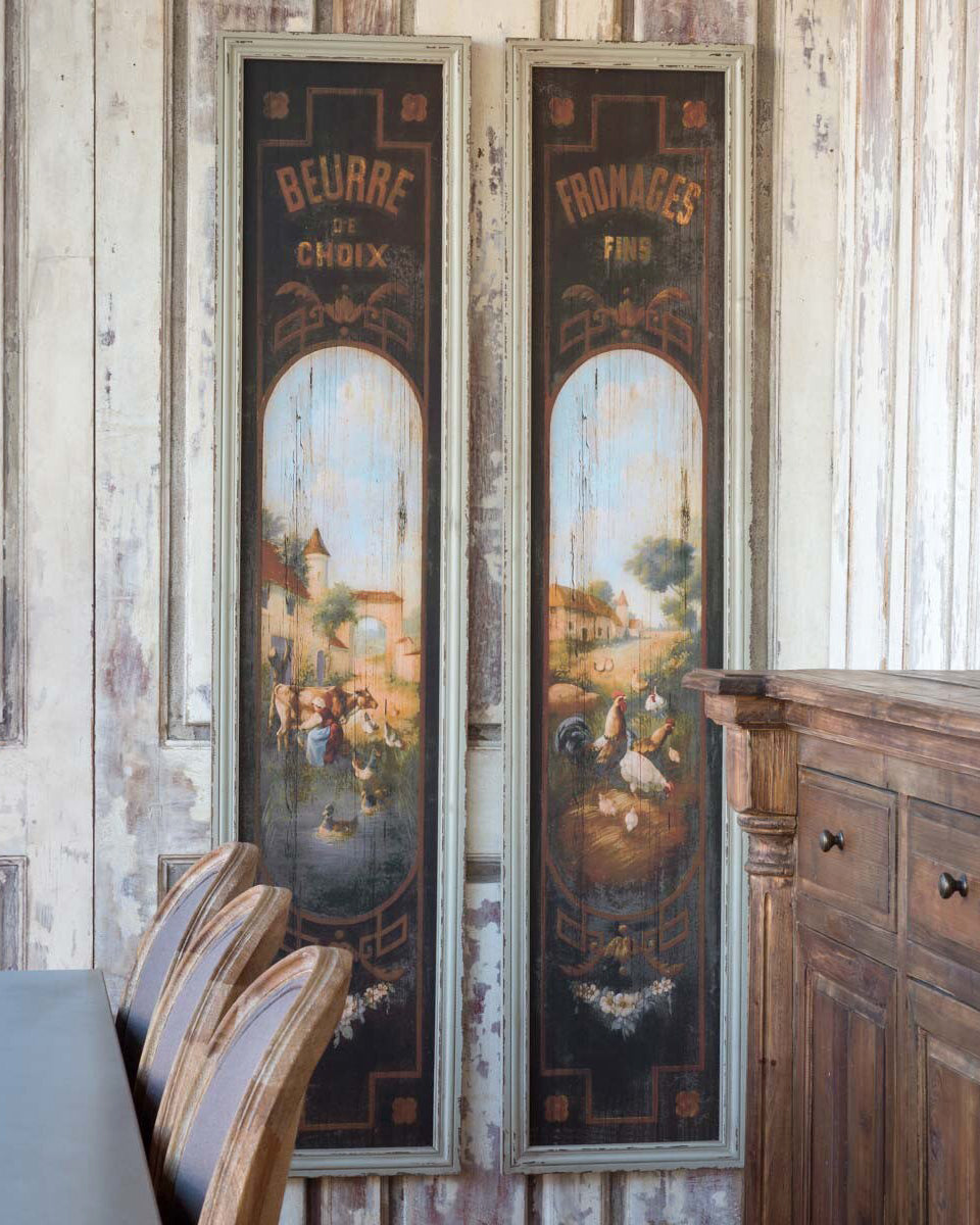 Two Large French Butter & Cheese Countryside Wall Art Signs