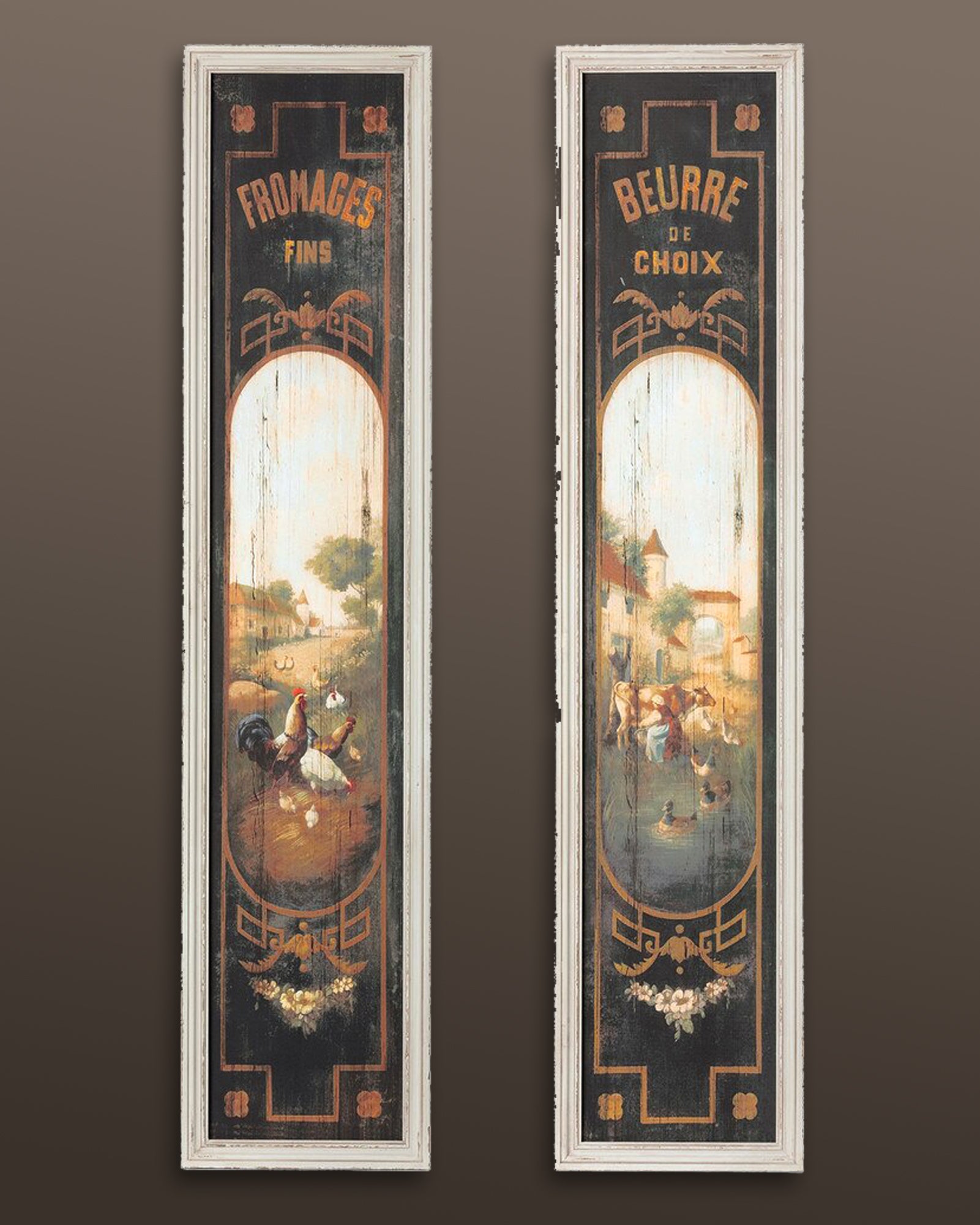 Two Large French Butter & Cheese Countryside Wall Art Signs