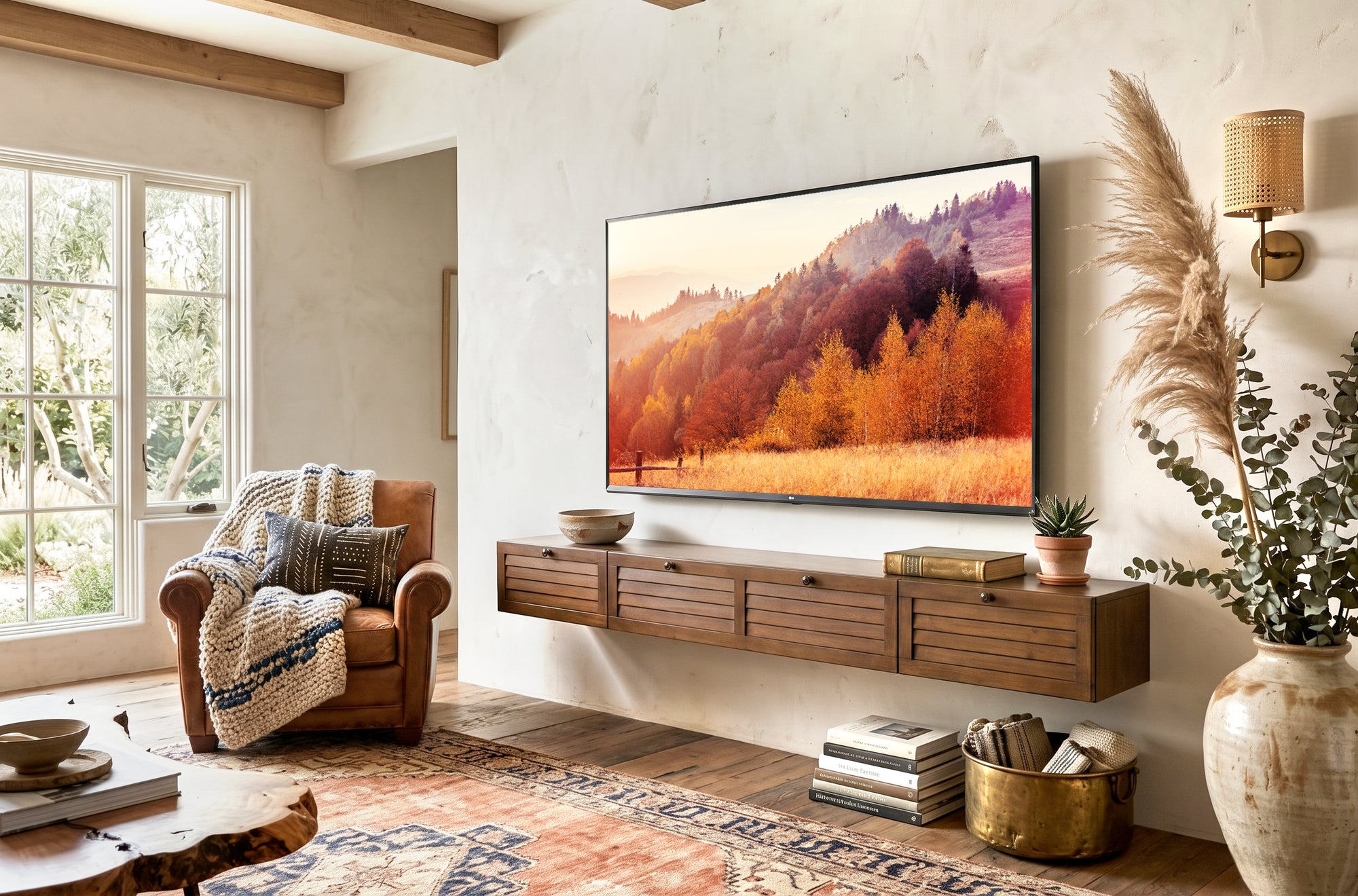 Modern Floating TV Stand Wall Mount Console - Treasure Bay - Spice