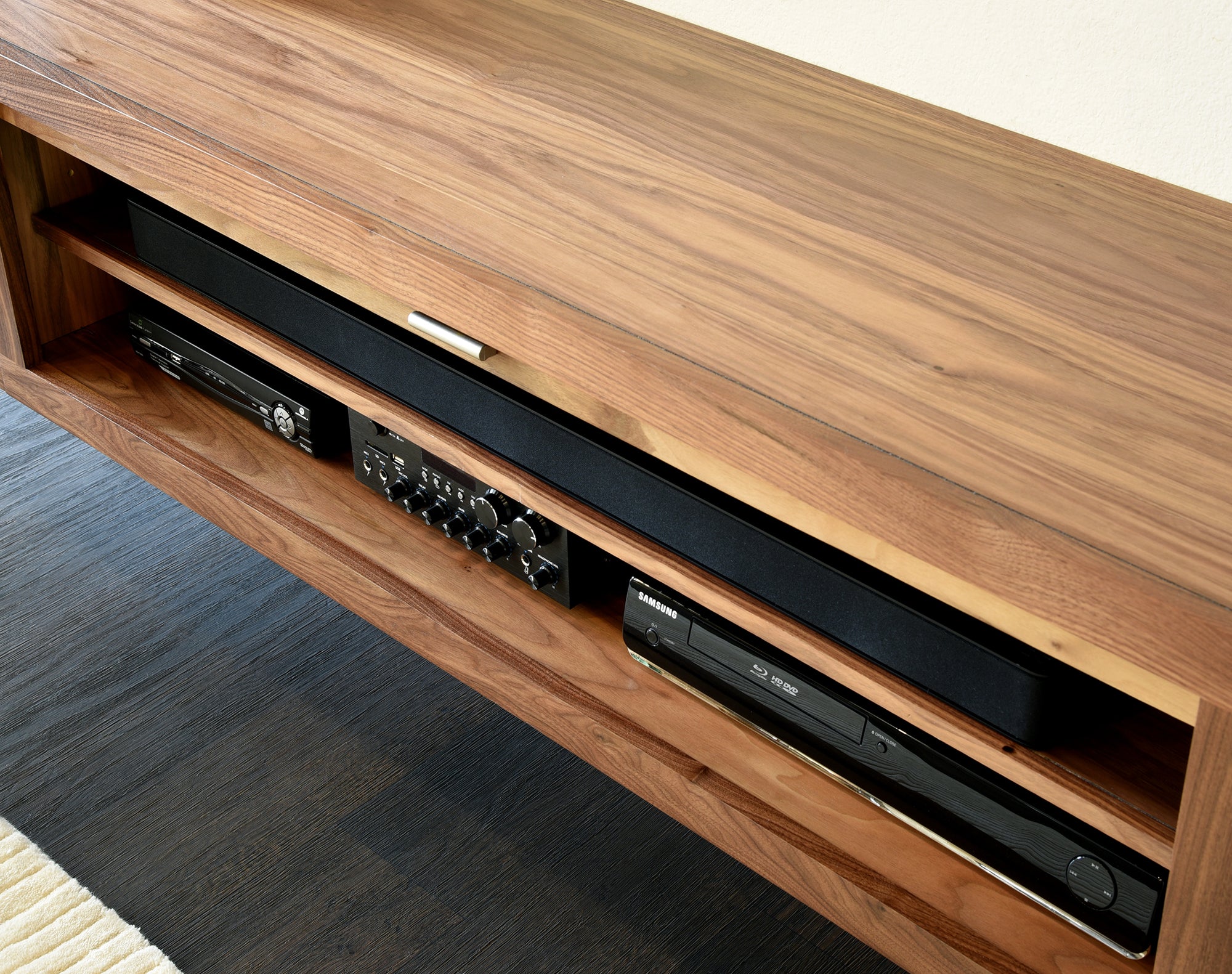 Walnut Floating TV Stand Wall Mount Media Console - ECO GEO - Walnut