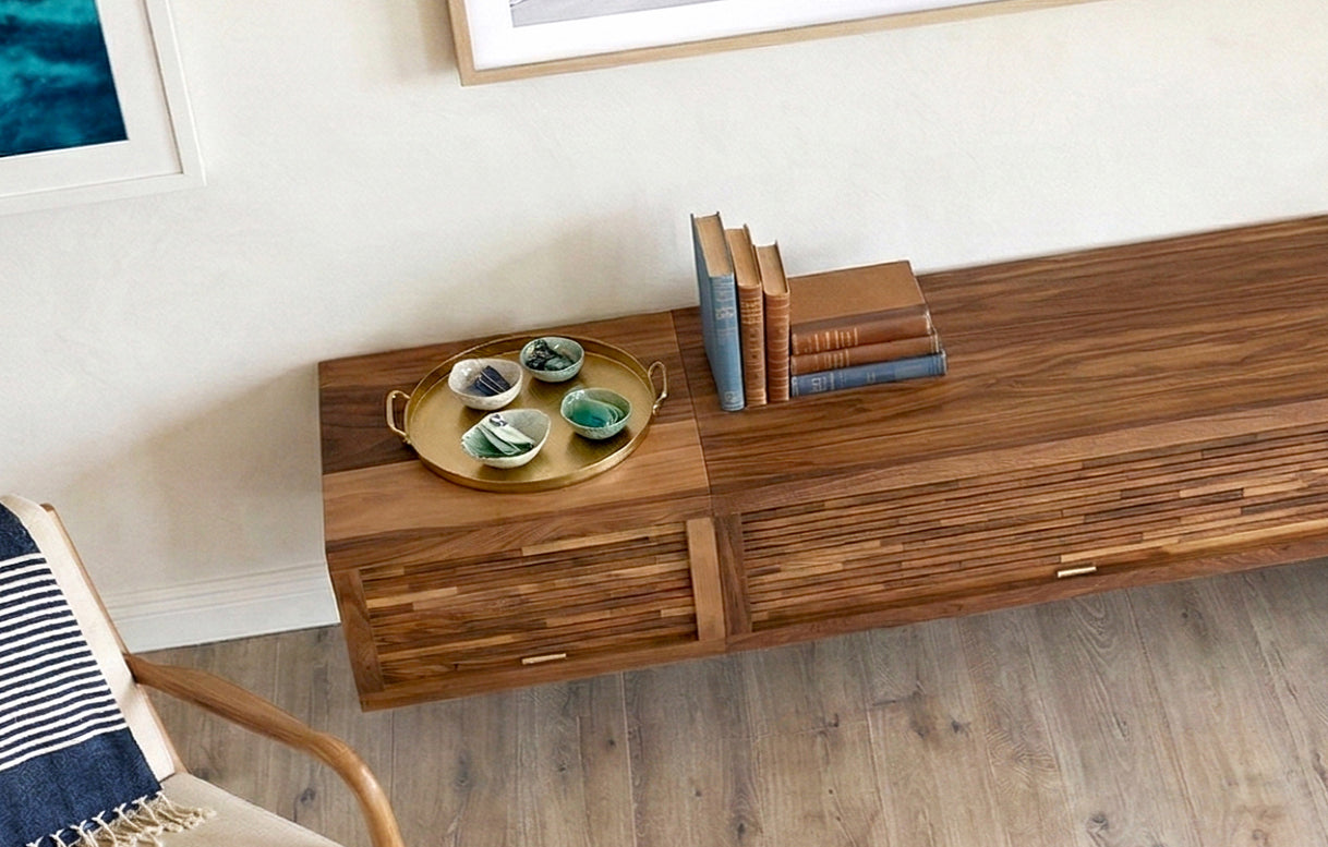 Walnut Floating TV Stand Wall Mount Media Console - ECO GEO - Walnut