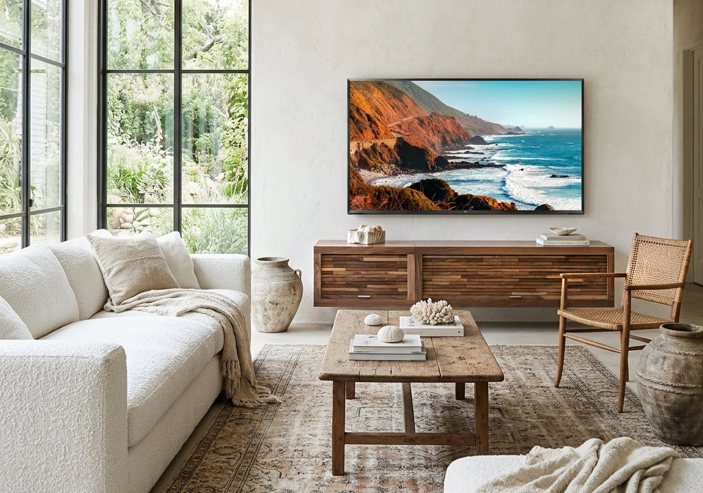 Walnut Floating TV Stand Wall Mount Media Console - ECO GEO - Walnut